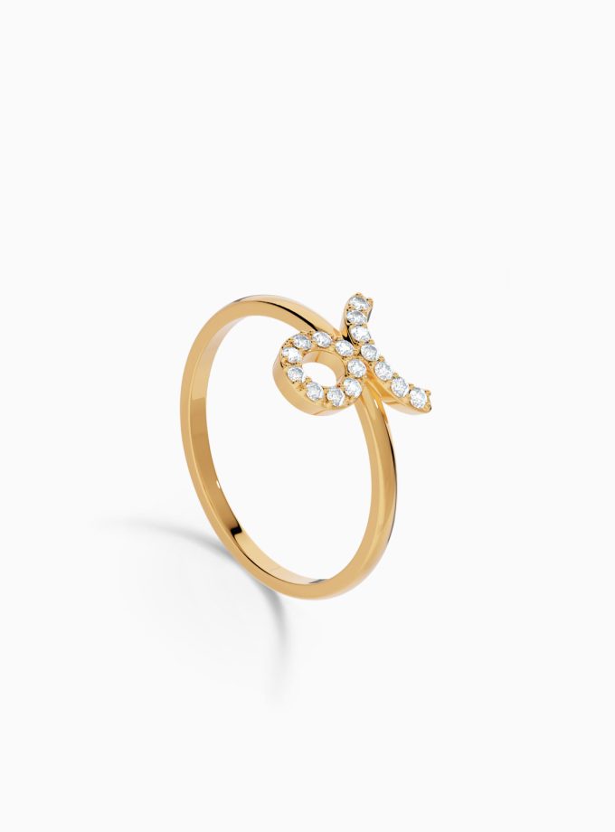 Taurus Zodiac Ring with Diamonds in 18K Gold | Zodiac Sign Ring | Zodiac Diamond Ring | Varudai