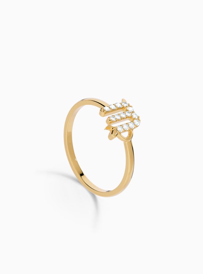 Virgo Zodiac Ring with Diamonds in 18K Gold | Zodiac Sign Ring | Zodiac Diamond Ring | Varudai