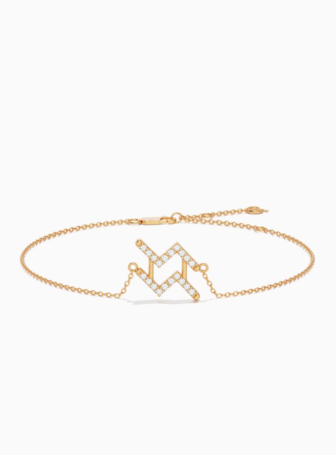 Glistening Aquarius Zodiac Bracelet in 18k Gold | Diamond Bracelet | Gold Bracelet | Zodiac Sign Bracelet | Varudai Jewelry House