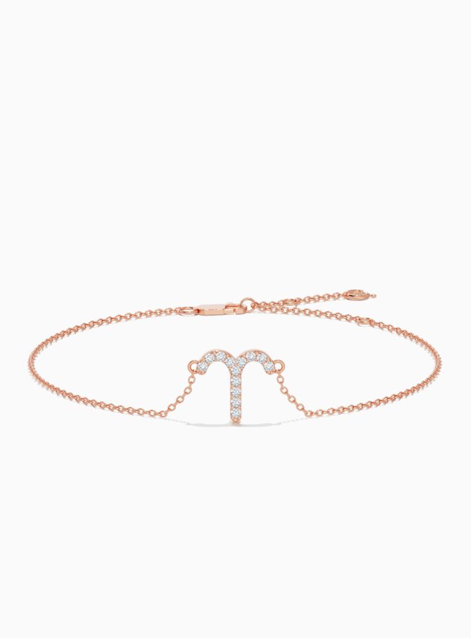 Bold Aries Zodiac Bracelet with Diamonds | Diamond Bracelet | Gold Bracelet | Zodiac Sign Bracelet | Varudai Jewelry House