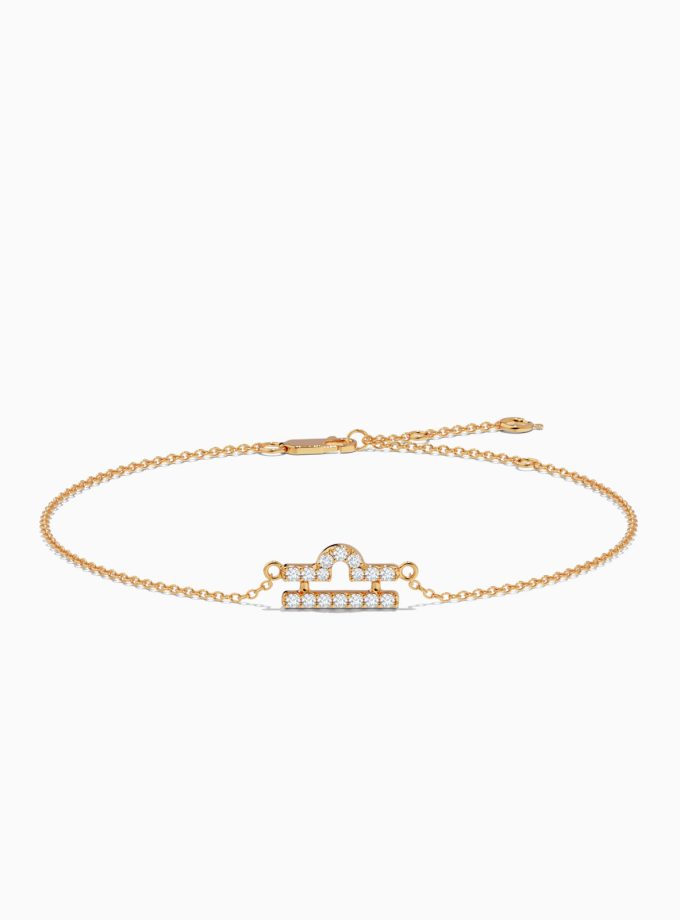 Classy Libra Zodiac Bracelet in 18k Gold | Diamond Bracelet | Gold Bracelet | Zodiac Sign Bracelet | Varudai Jewelry House
