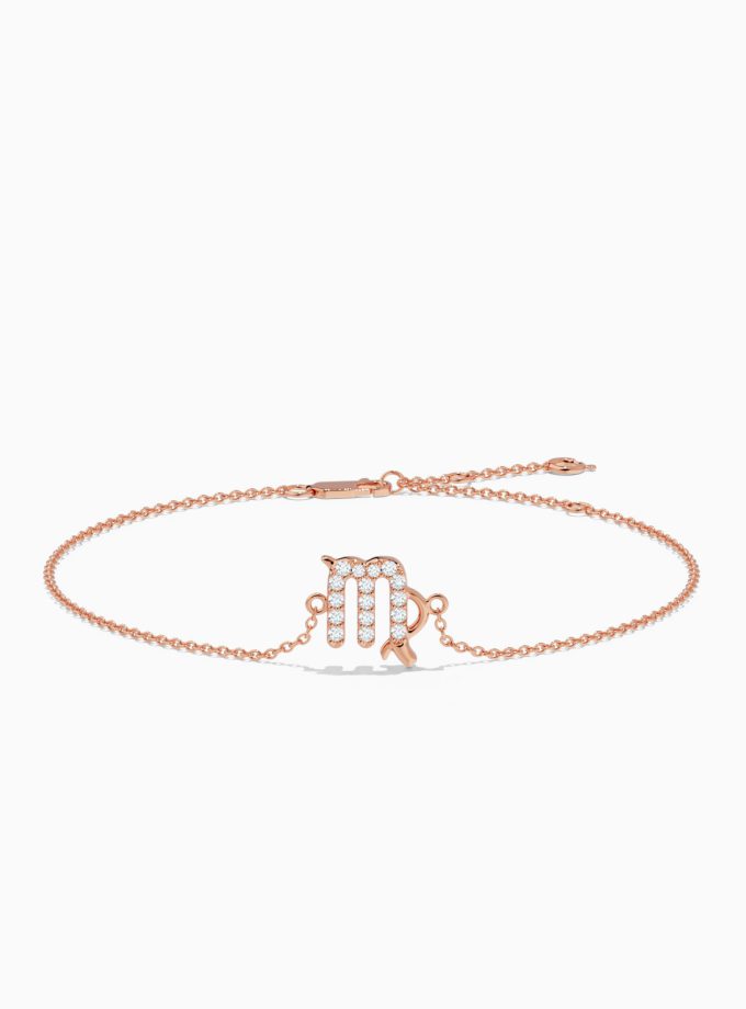 Virgo Zodiac Sign Bracelet in Gold and Diamond | Diamond Bracelet | Gold Bracelet | Zodiac Sign Bracelet | Varudai Jewelry House