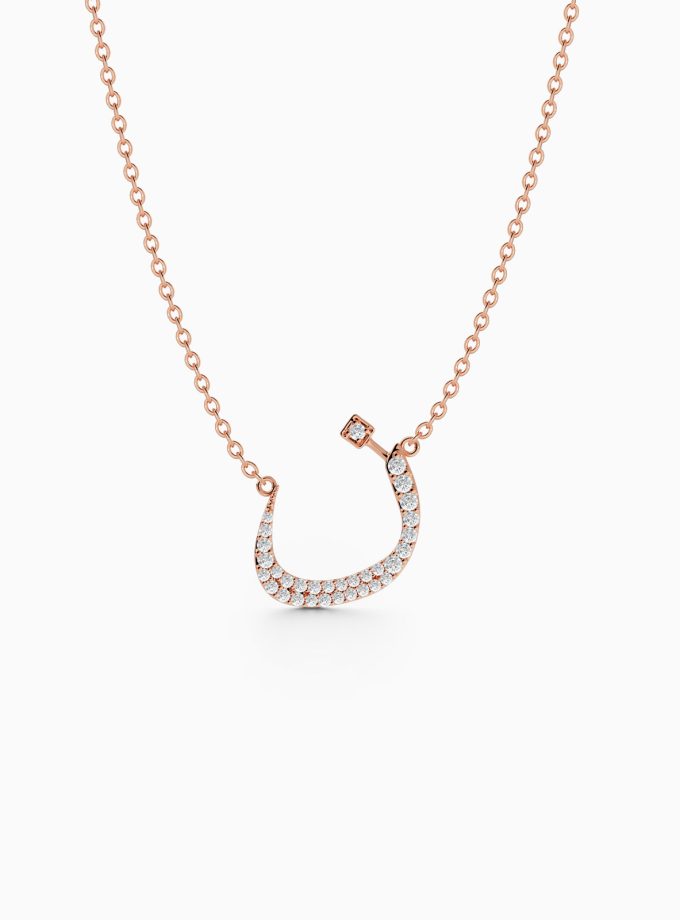 Bejeweled Noon Arabic Letter Necklace - ن | Arabic Alphabet Necklace | Diamond Necklace | Arabic gold Necklace | Personalized diamond Necklace | Varudai