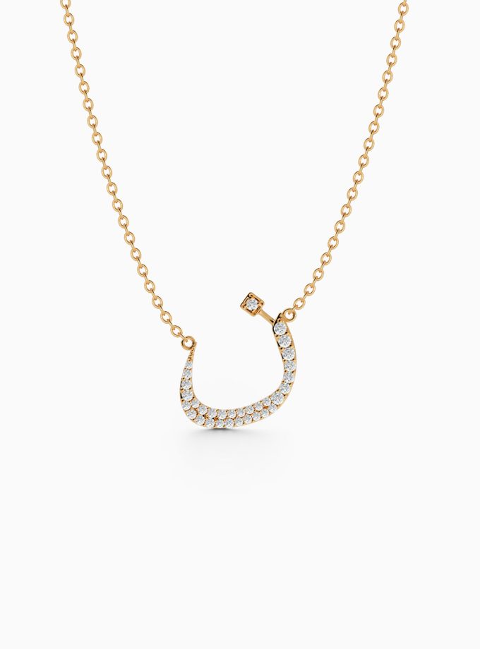 Bejeweled Noon Arabic Letter Necklace - ن | Arabic Alphabet Necklace | Diamond Necklace | Arabic gold Necklace | Personalized diamond Necklace | Varudai