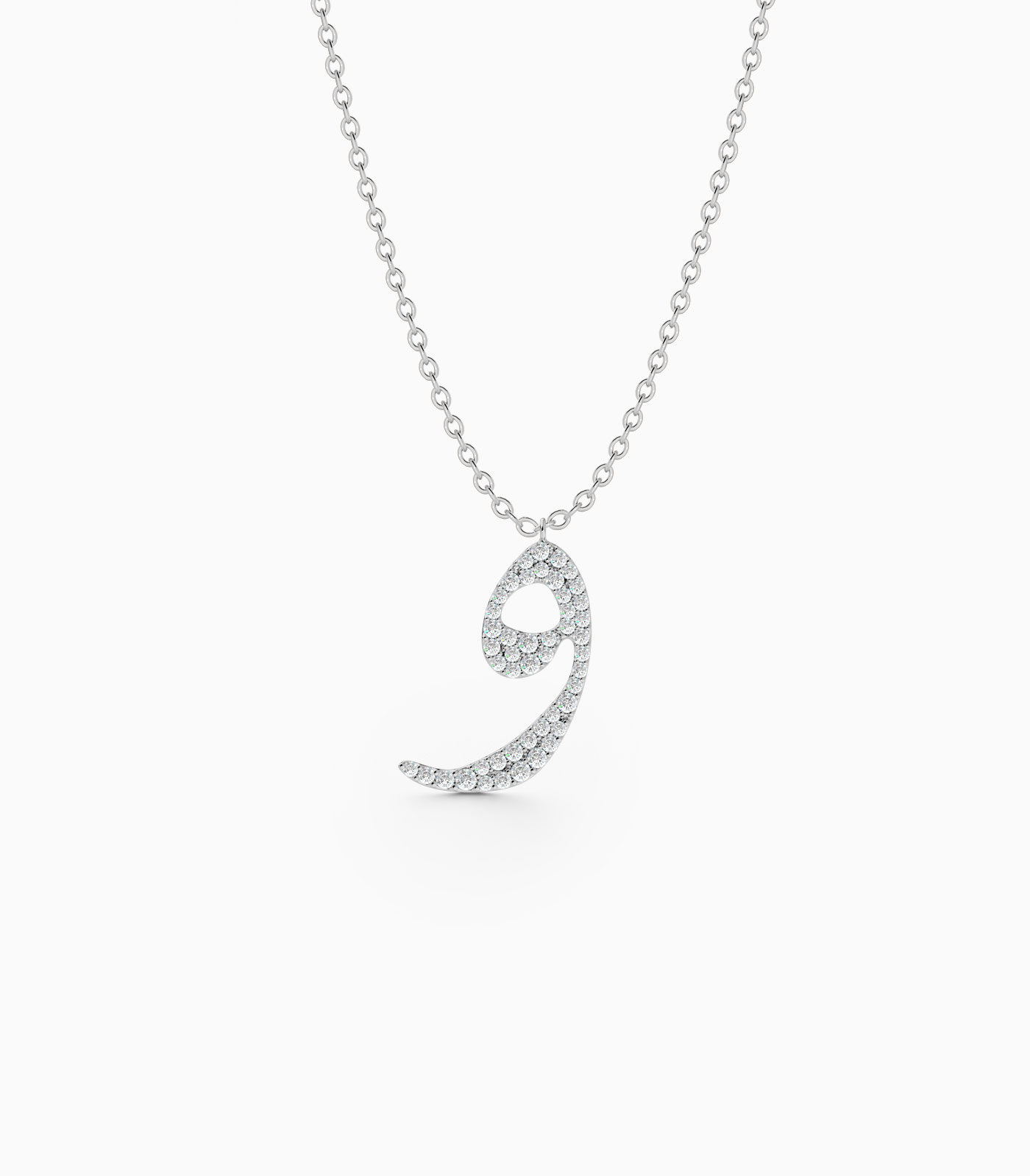 Charming Arabic Letter Necklace - "و" (Waaw) | Arabic Alphabet Necklace | Diamond Necklace | Arabic gold Necklace | Personalized diamond Necklace | Varudai