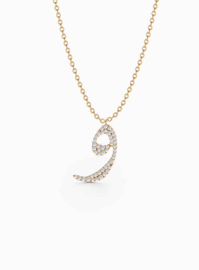 Charming Arabic Letter Necklace - "و" (Waaw) | Arabic Alphabet Necklace | Diamond Necklace | Arabic gold Necklace | Personalized diamond Necklace | Varudai