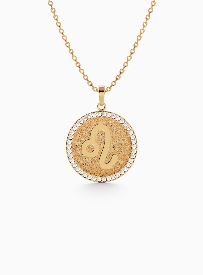 Elegant Leo Zodiac Pendant in 18k Gold | Zodiac Diamond Pendant | Zodiac Sign Gold Pendant | Zodiac Sign Necklace | Zodiac Sign Diamond Necklace | Varudai Jewelry House | Varudai