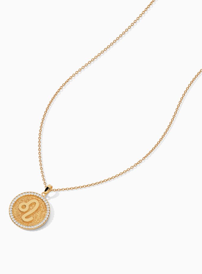 Elegant Leo Zodiac Pendant in 18k Gold | Zodiac Diamond Pendant | Zodiac Sign Gold Pendant | Zodiac Sign Necklace | Zodiac Sign Diamond Necklace | Varudai Jewelry House | Varudai