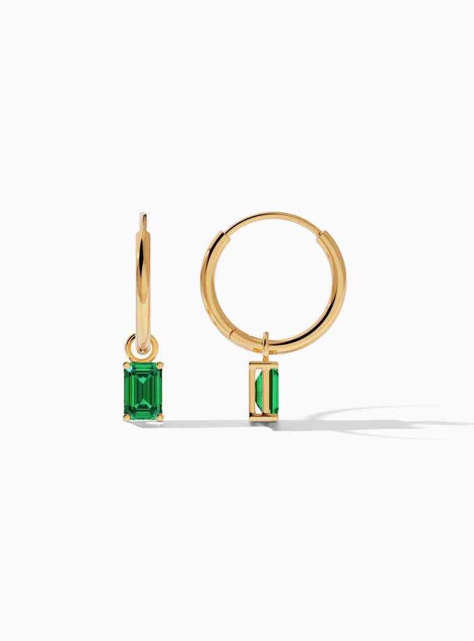Emerald-Cut Elegance Hoops Earrings