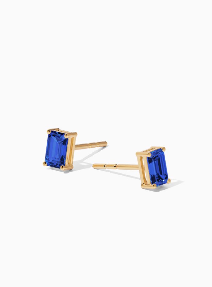 Emerald-Cut Gia Gemstone Stud Earrings