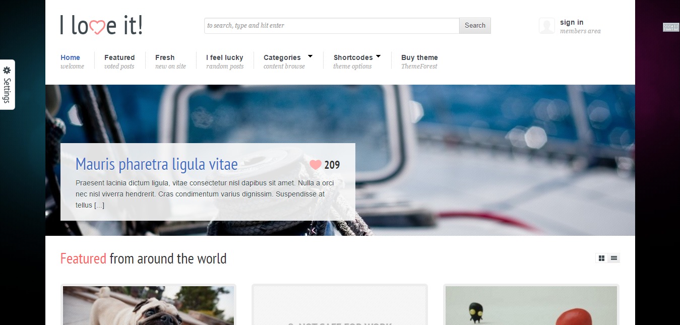 I love it » Content Sharing WordPress Theme
