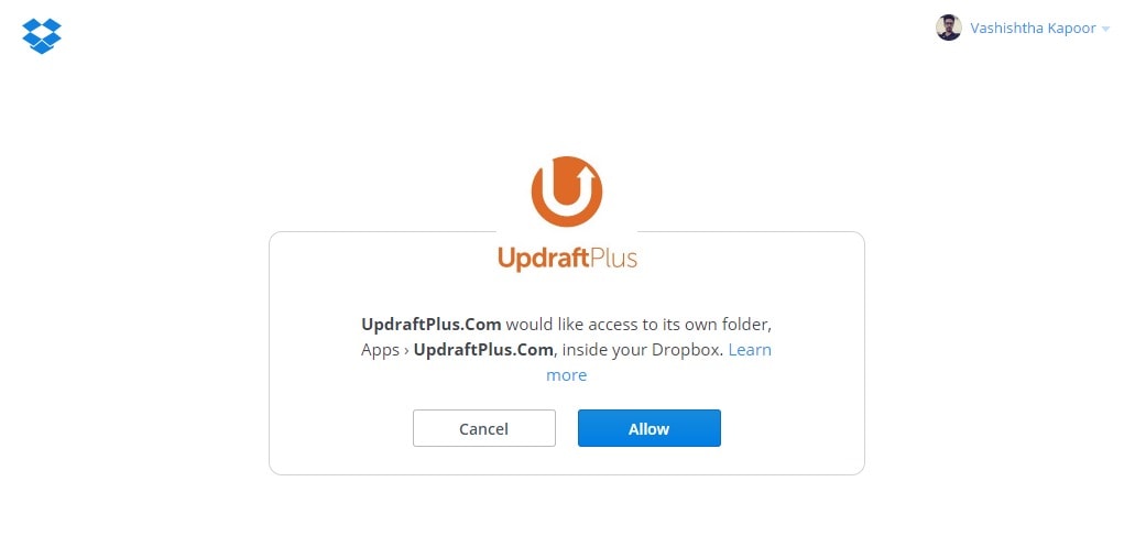 API Request Authorization Dropbox