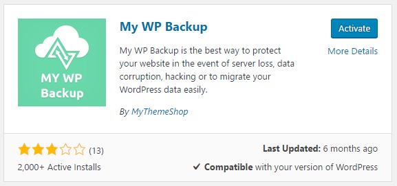 Add Plugins MyWPbackup