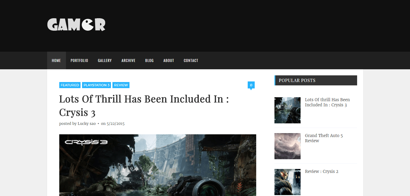 Gamer blogger template