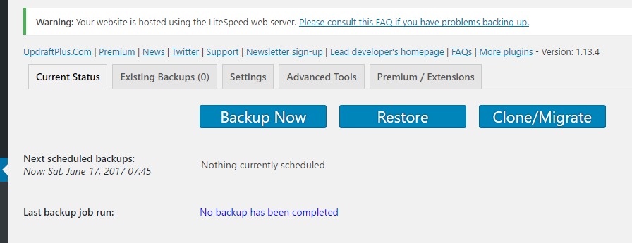 start backup updraft plus