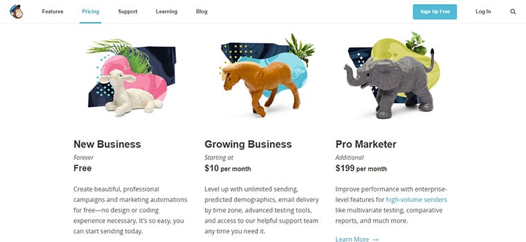 Pricing of mailchimp plan as the cheapest email marketing service provider of 2020