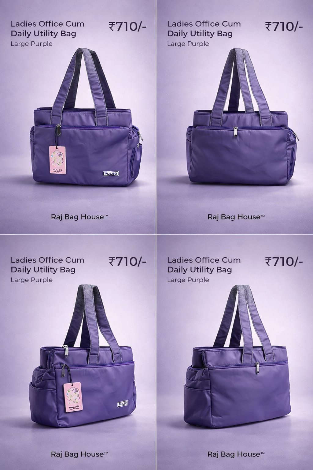 Pulse Pulse Womens Multiutility Model 7539 2 Large Tote Bag – Purple