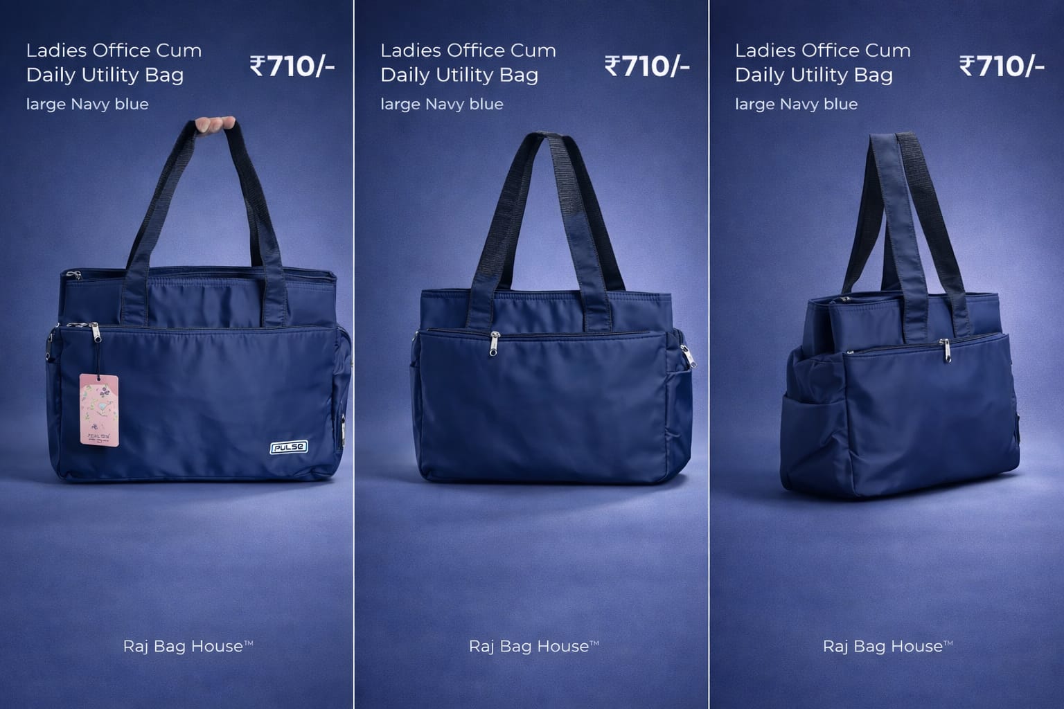 Pulse Pulse Womens Multiutility Model 7539 2 Large Tote Bag – Blue 2