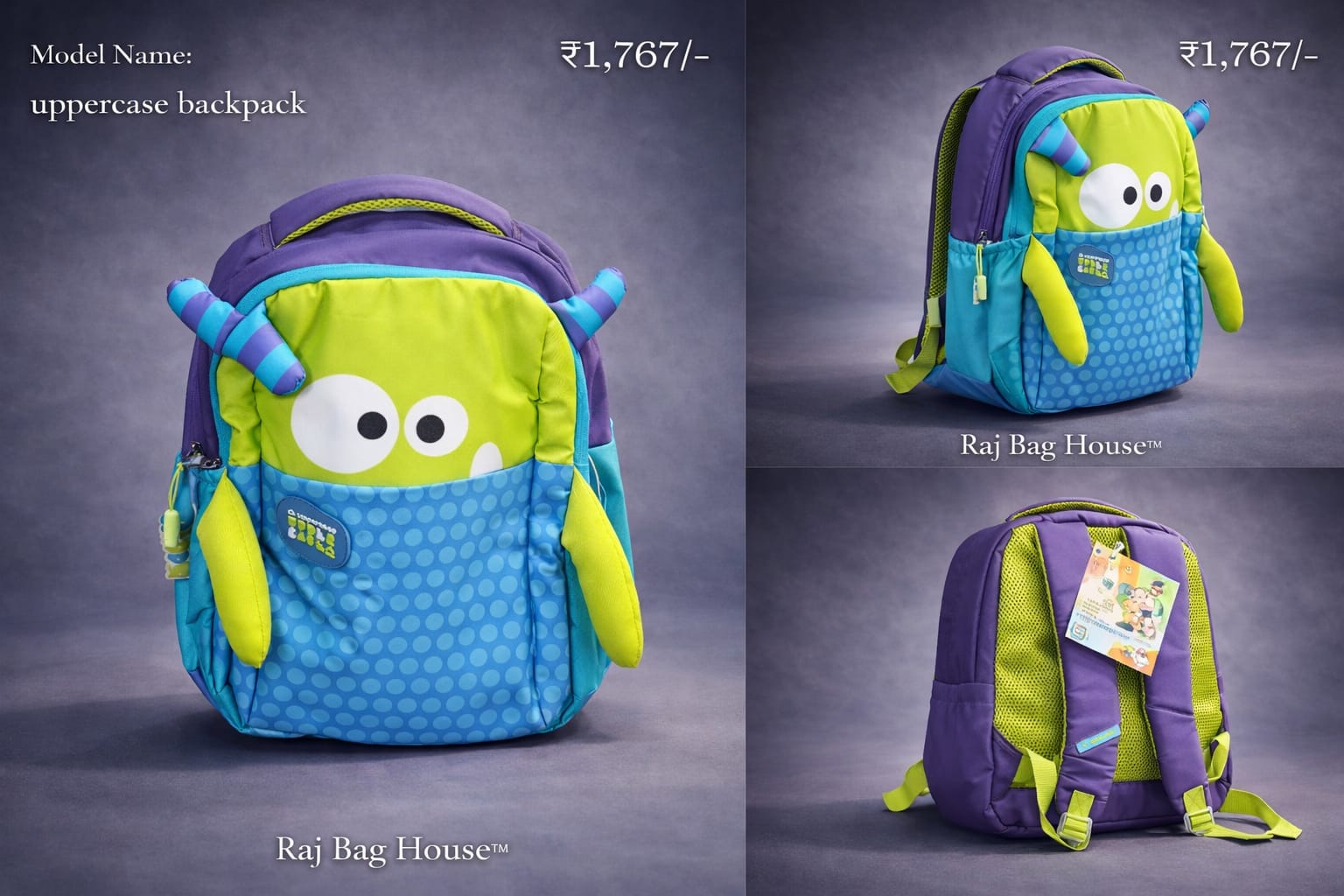 Uppercase Uppercase Atlas Large School Backpack – Purple / Blue / Lime Green 2