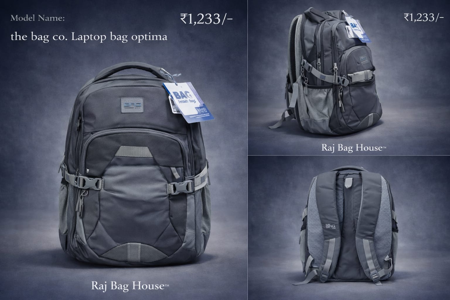 The Bag Co. The Co. Optima Backpack – Black / Grey 2