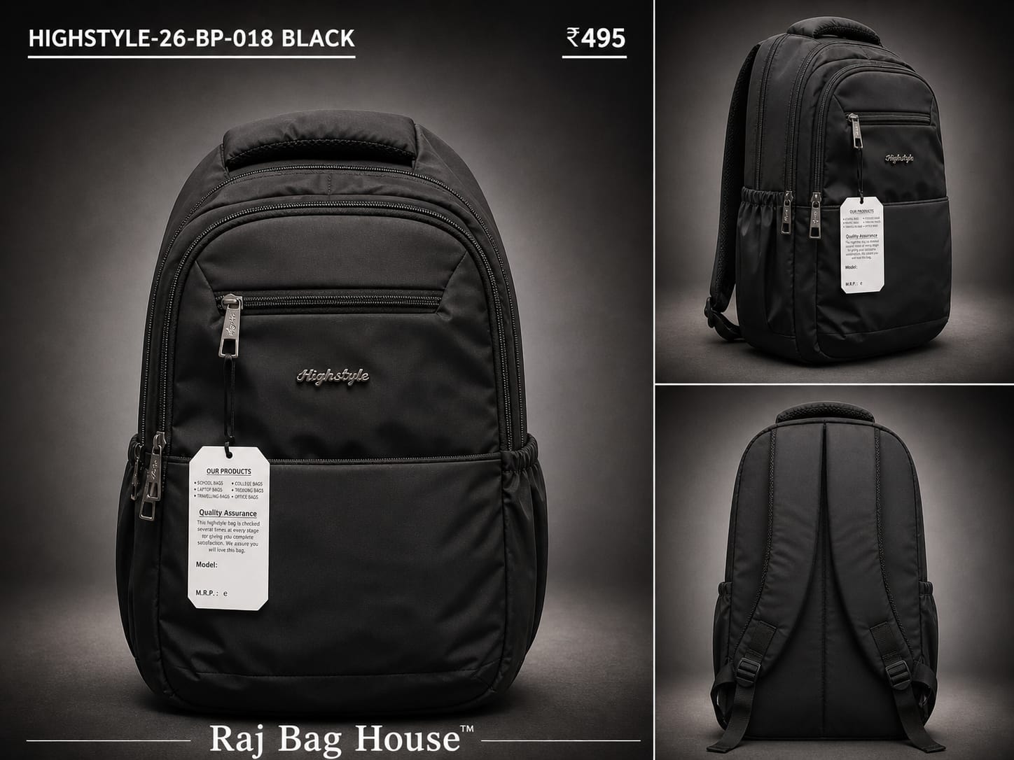 HighStyle Backpack HIGHSTYLE-26-BP-018 - Black