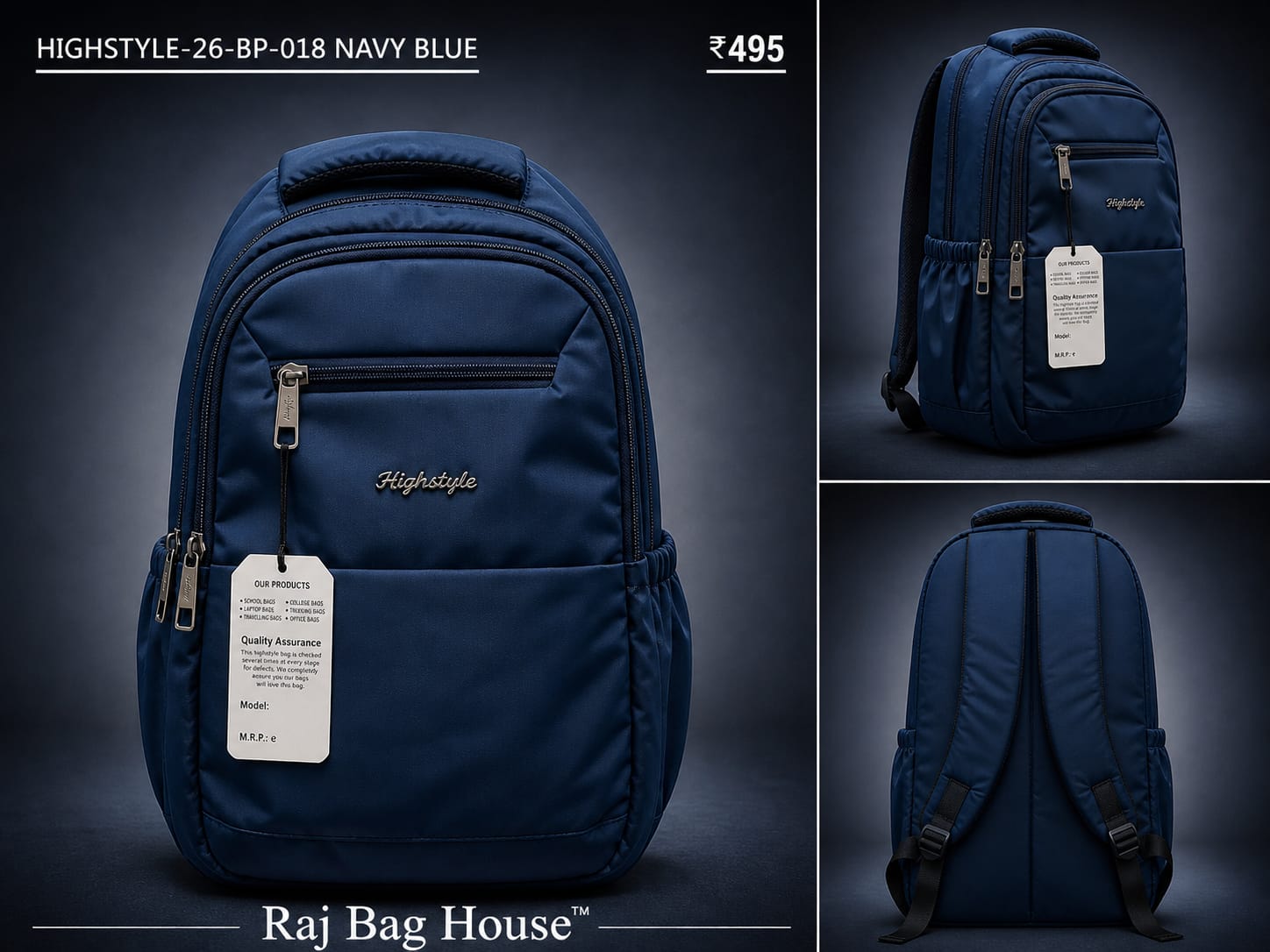 HighStyle Backpack 26-BP-018 - Navy Blue
