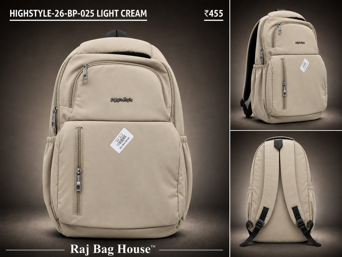 HighStyle 025 Lightcream Large Backpack – Light Cream 2