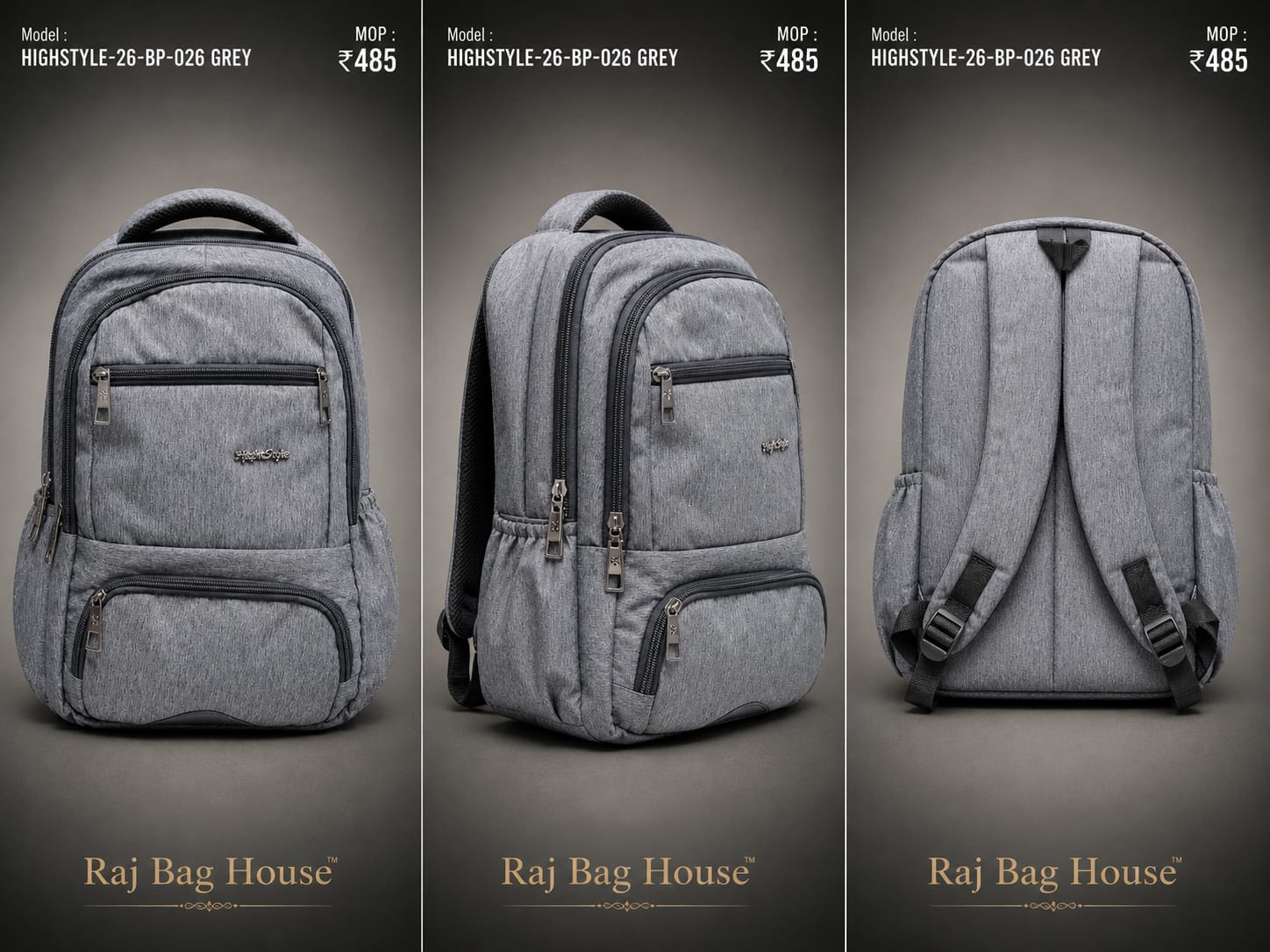 HighStyle 026 Large Backpack – Grey 2