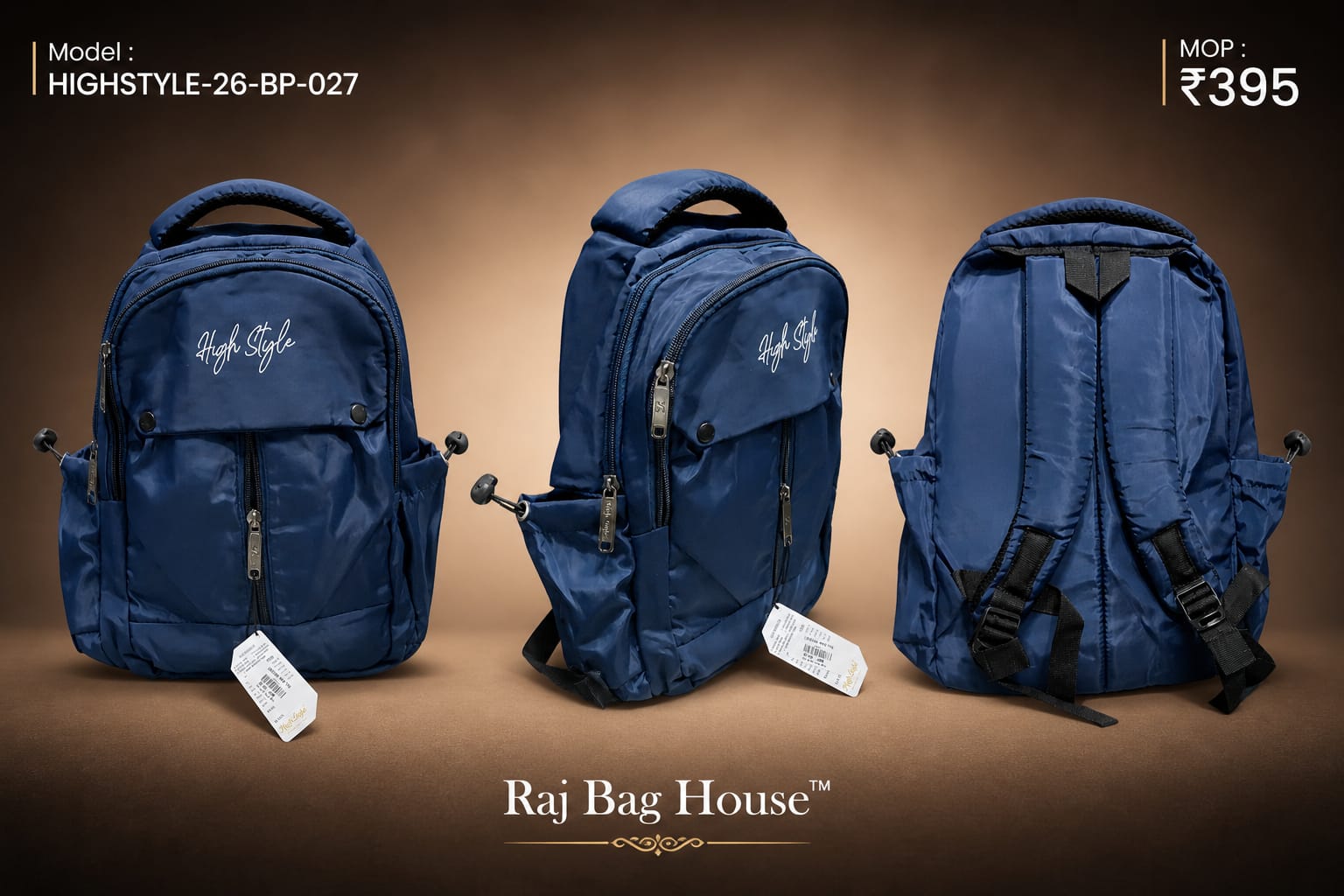 HighStyle 027 Large Backpack – Navy Blue 2