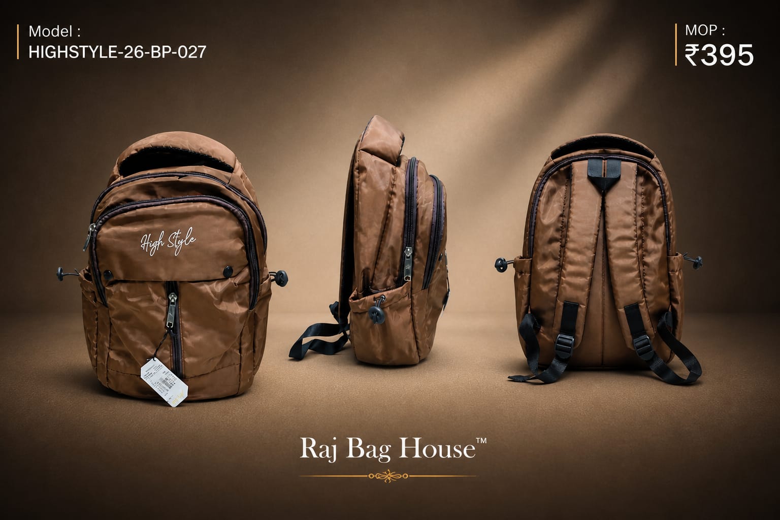 HighStyle 027 Rust Small Backpack – Rust Brown 2