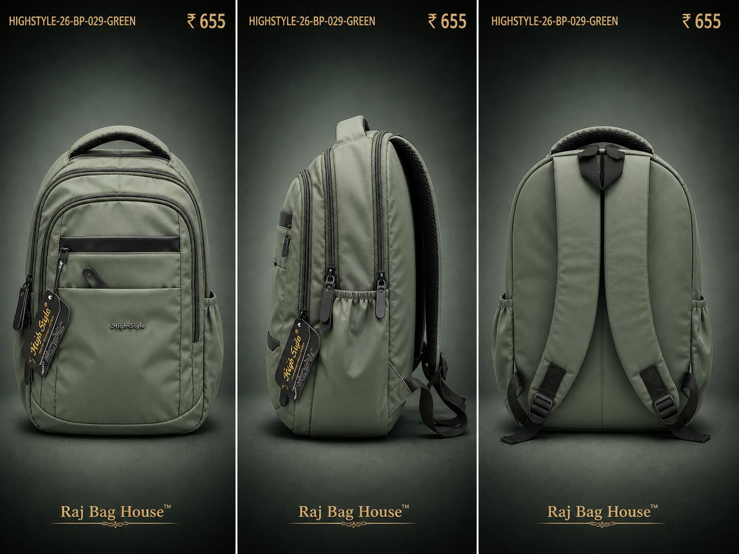 HighStyle 029 Small Backpack – Olive Green 2