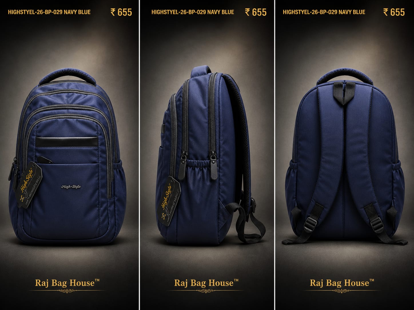 HighStyle 029 Large Backpack – Navy Blue 2