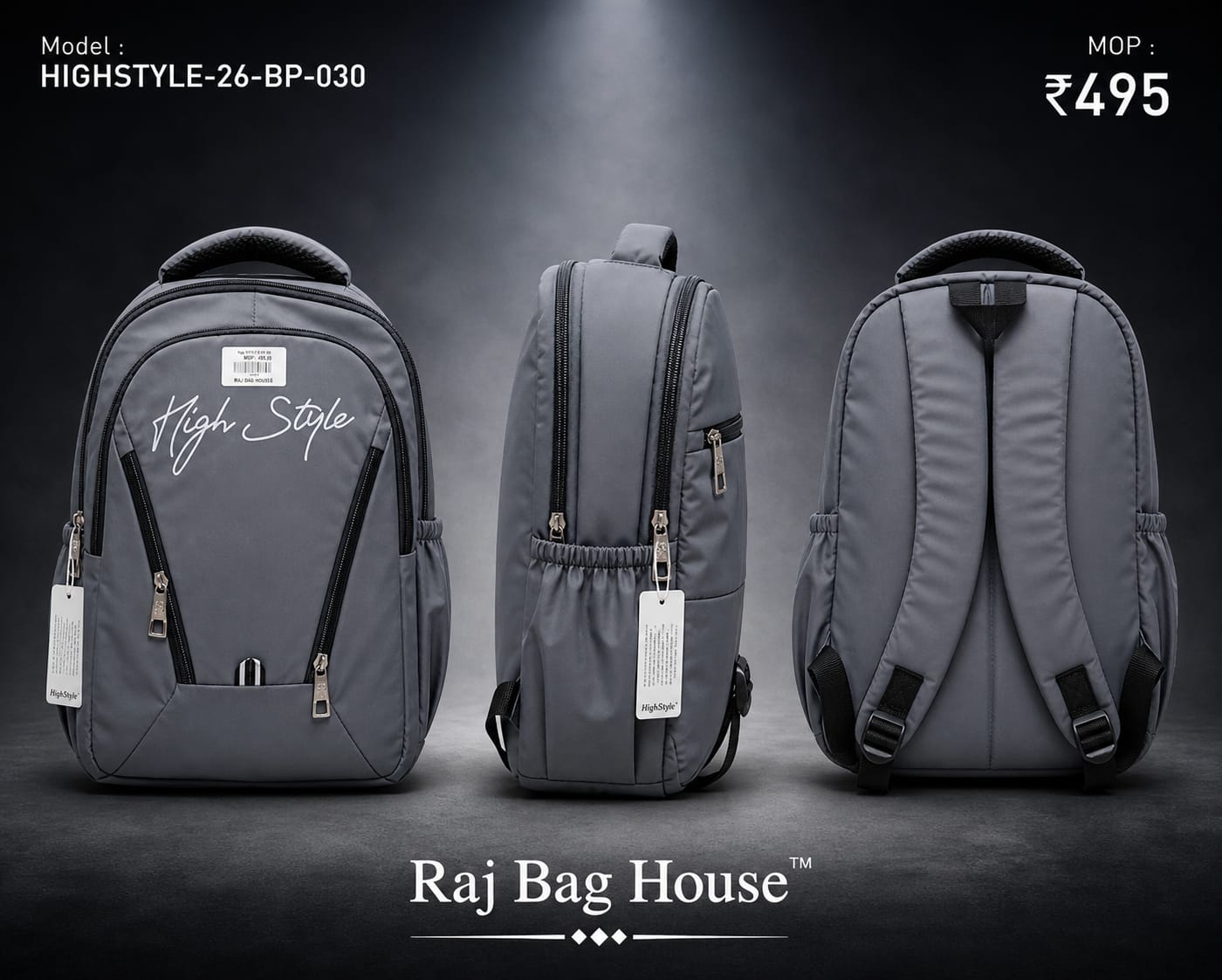 HighStyle 030 Small Backpack – Grey 2