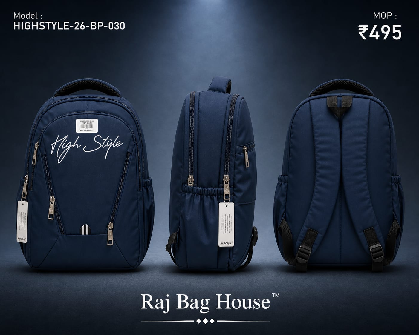 HighStyle 030 Small Backpack – Navy Blue 2