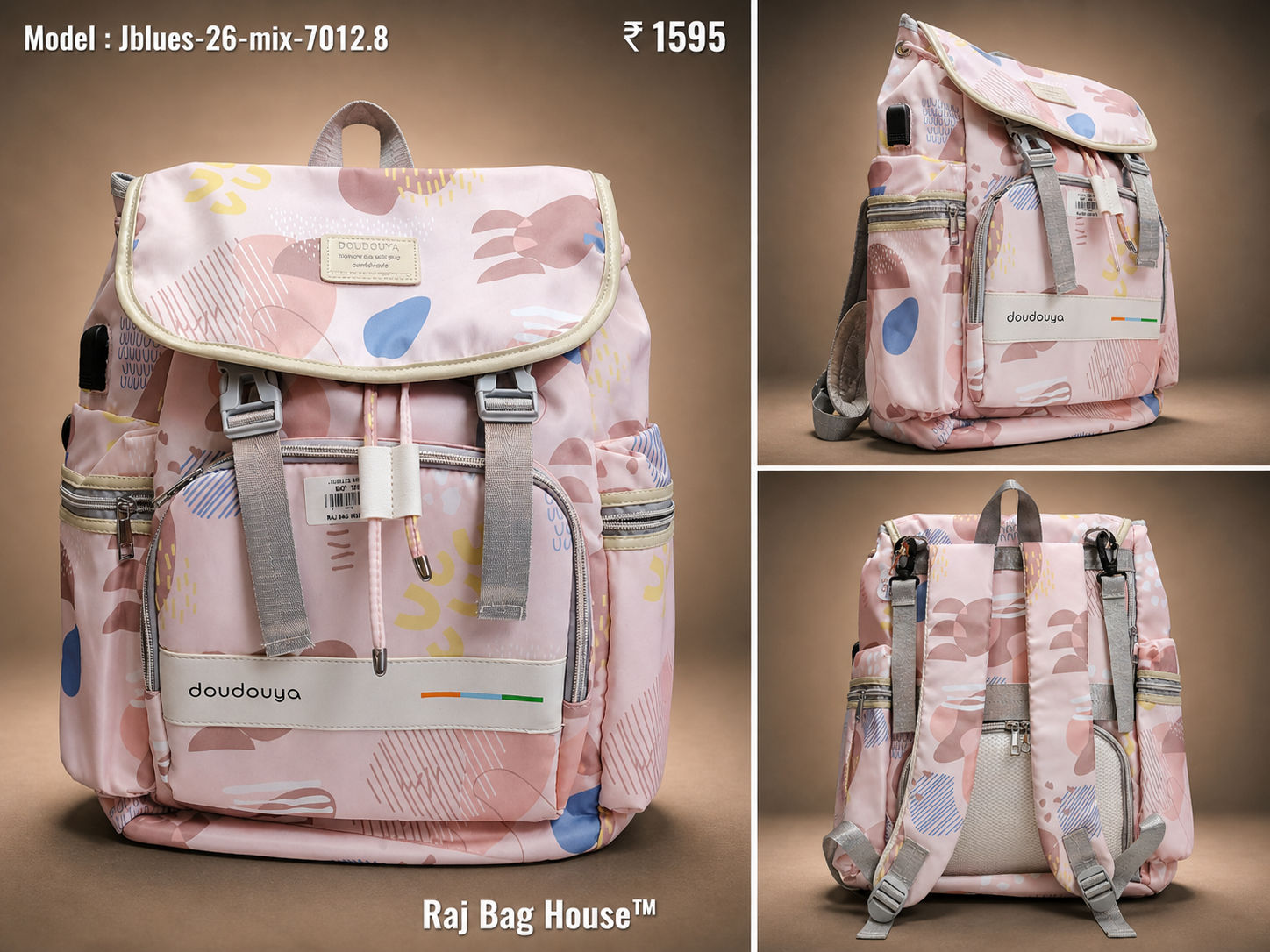 J-Blues Mix 7012.8 Medium Backpack – Pink Multicolour 2