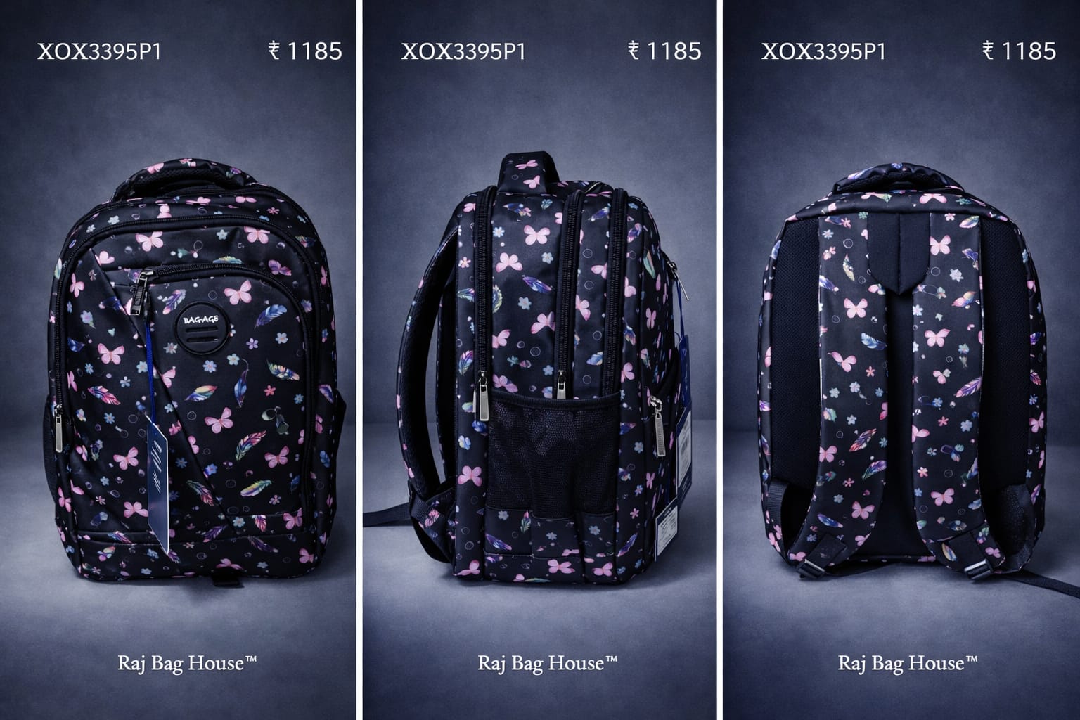 Baggage Girls School Backpack RB-26-BP-P1 - Black