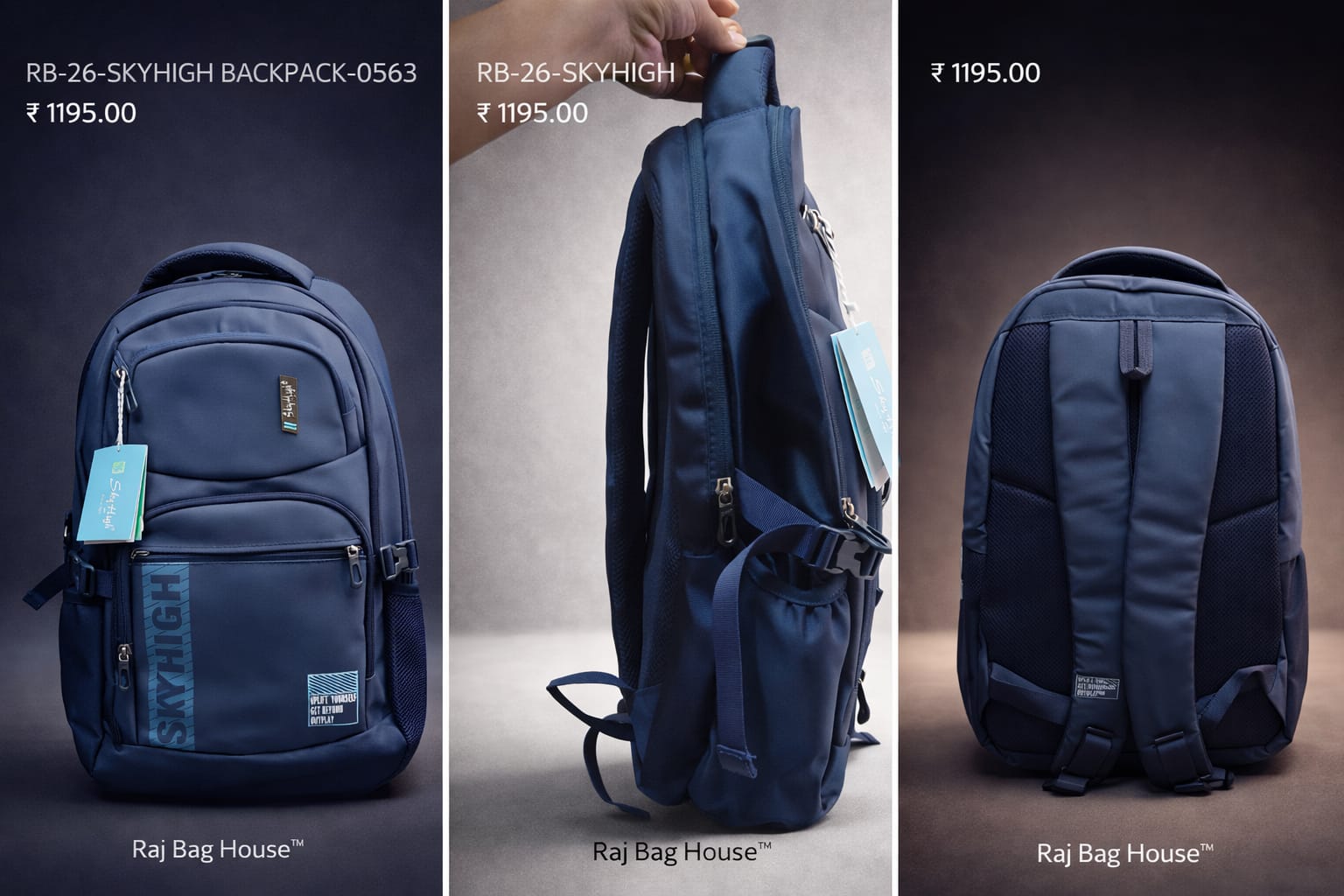 Skyhigh 0563 Large College Backpack – Navy Blue 2