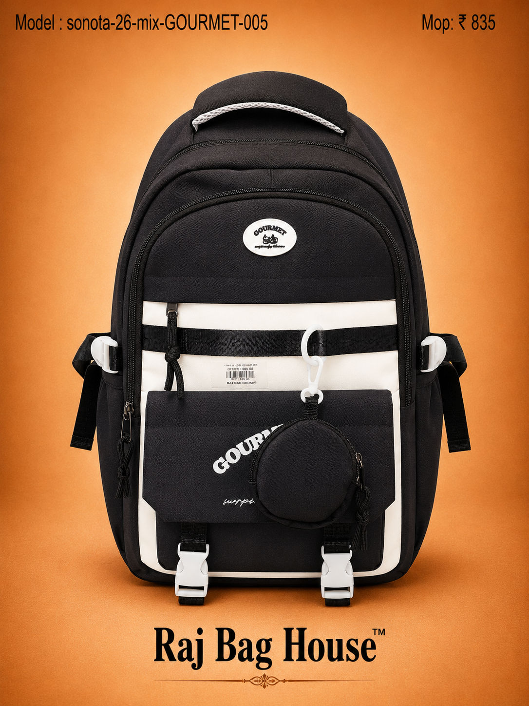 Sonata Mix Gourmet 005 + School Backpack – Black / White