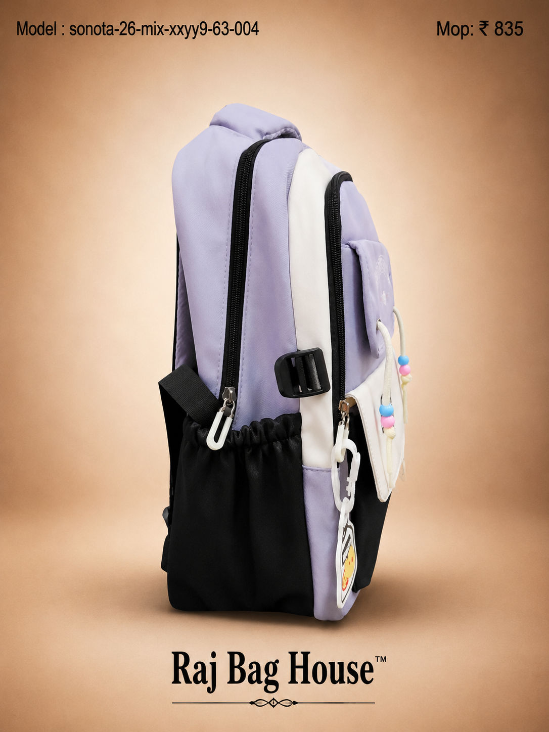 Sonata Mix Xxyy9 63 004 Plus Pocket School Backpack – Purple / Black 2