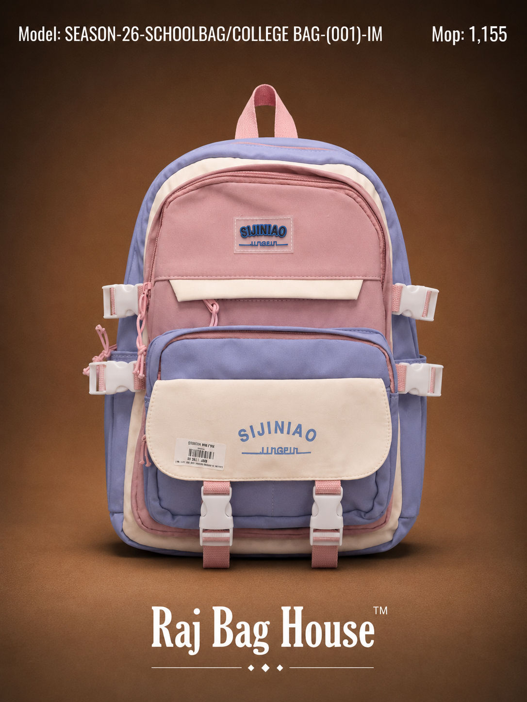Season College Bag 001-IM - Pink / White