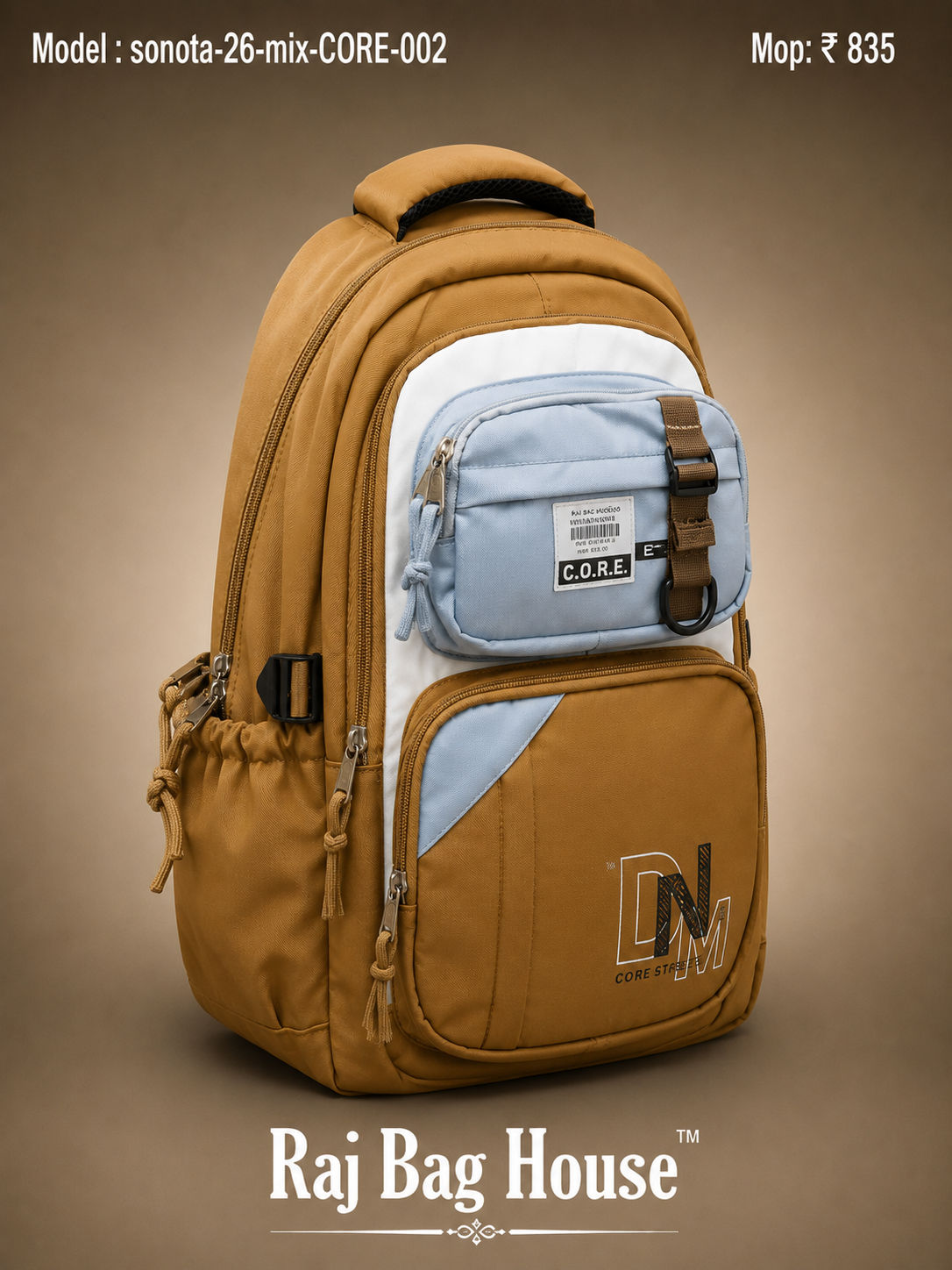 Sonata Mix Core Camel School Backpack – Camel Brown 2