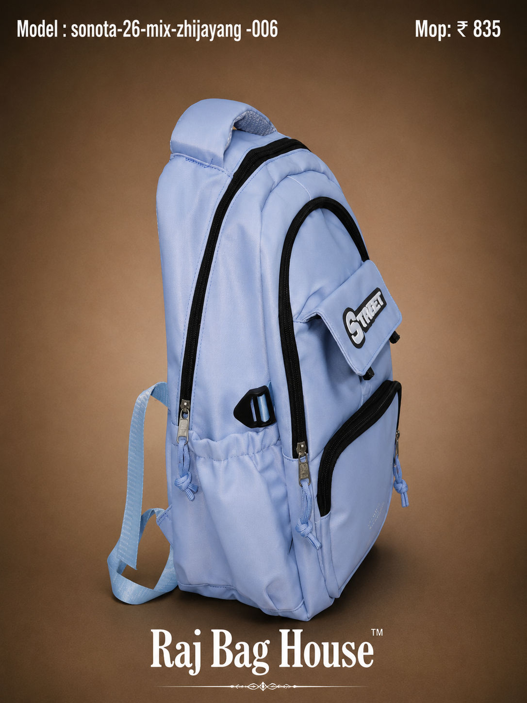 Sonata Mix Zhijayang 006 School Backpack – Sky Blue 2