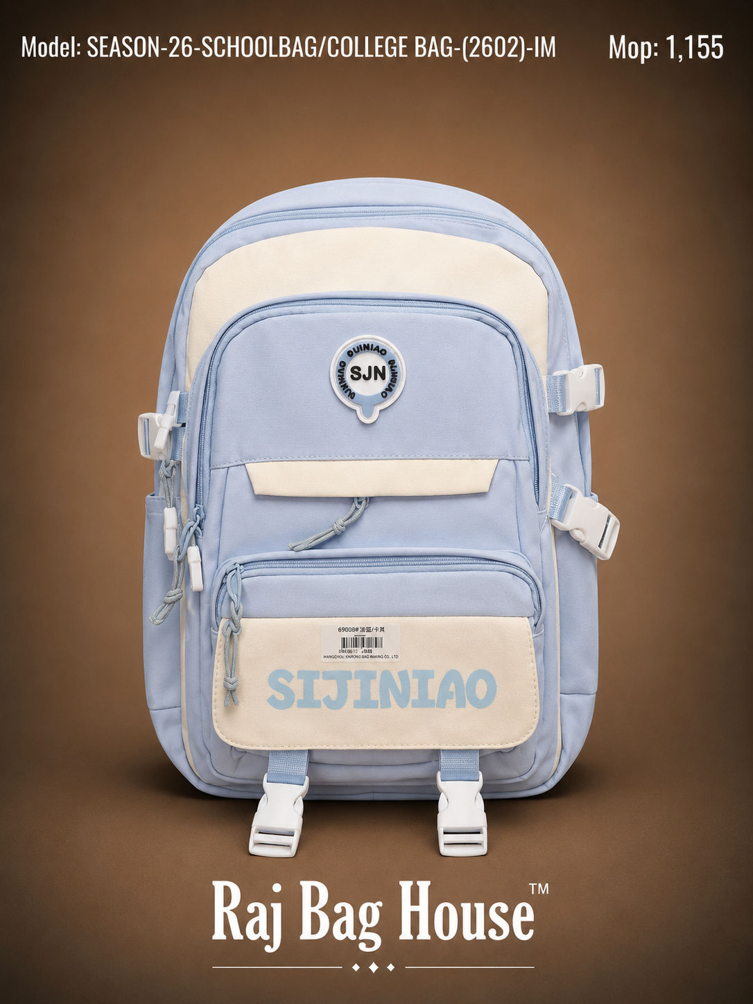 Season College Bag 2602-IM - Sky Blue / White