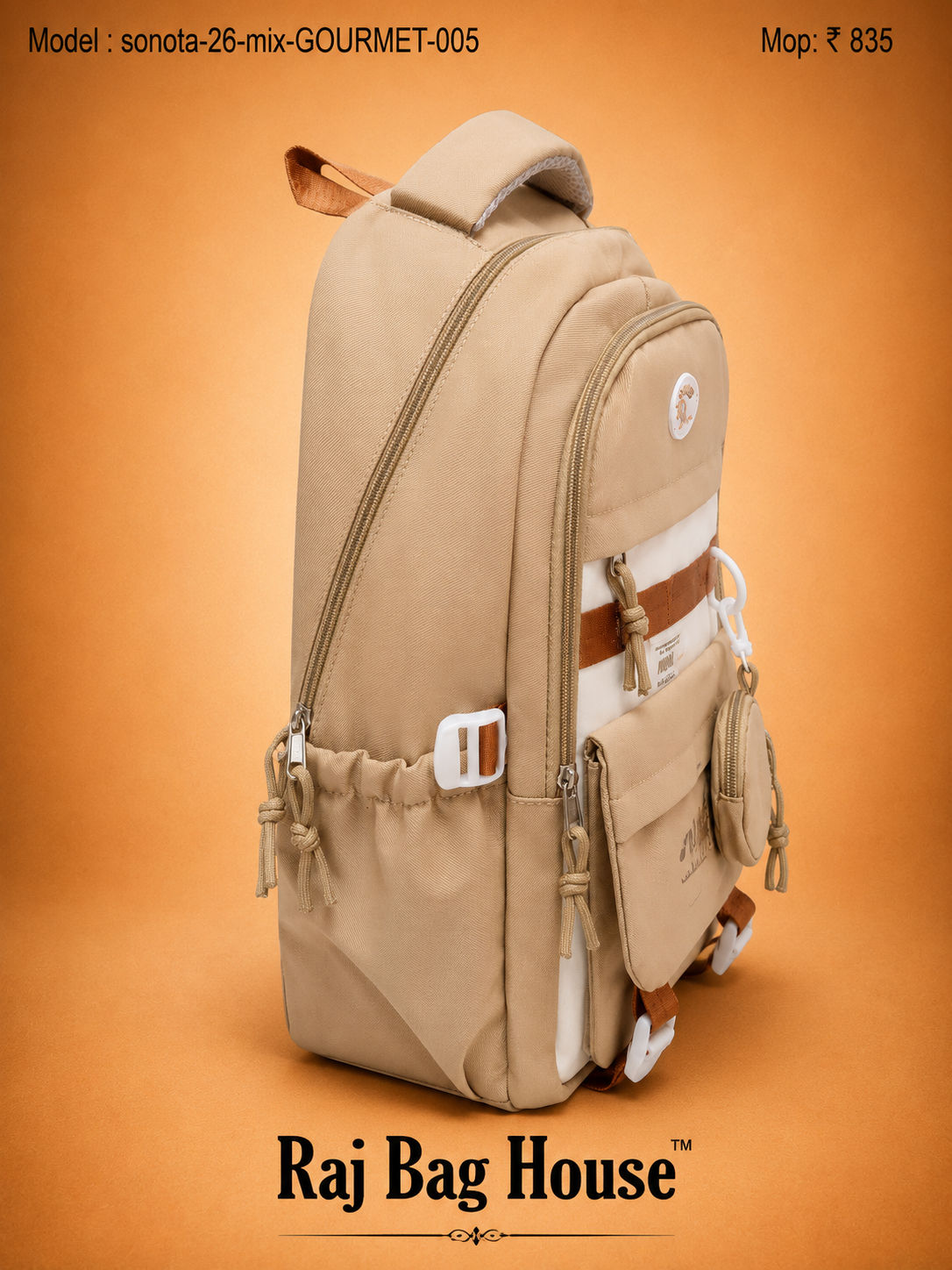 Sonata Mix Gourmet 005 Plus School Backpack – Cream / White 2