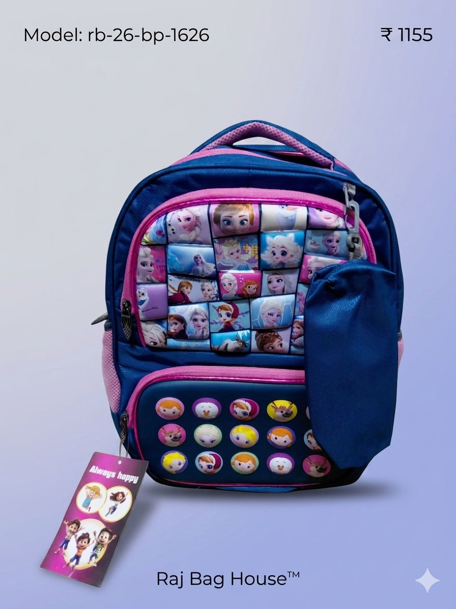 Imported 1626 Girls Medium School Backpack – Navy Blue
