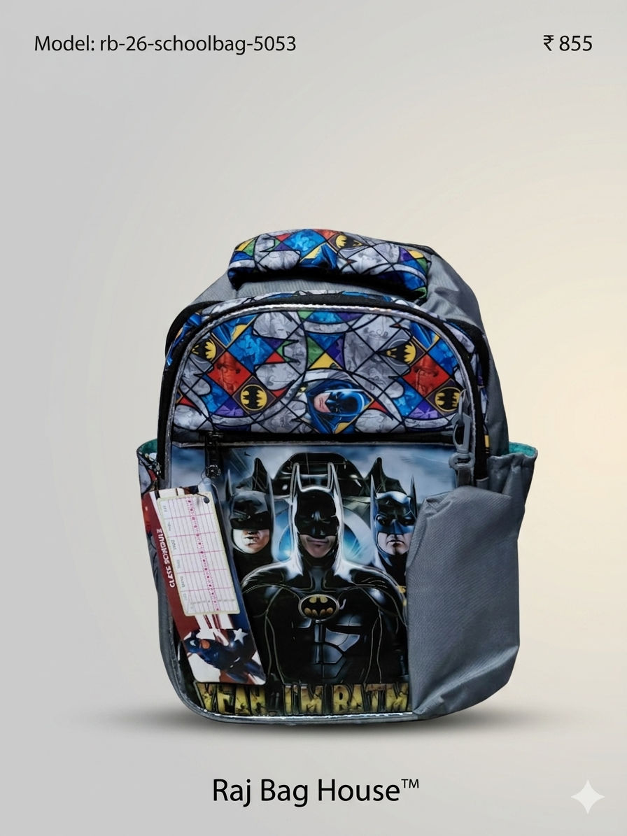 Imported Schoolbag 5053 Batman Medium School Backpack – Grey