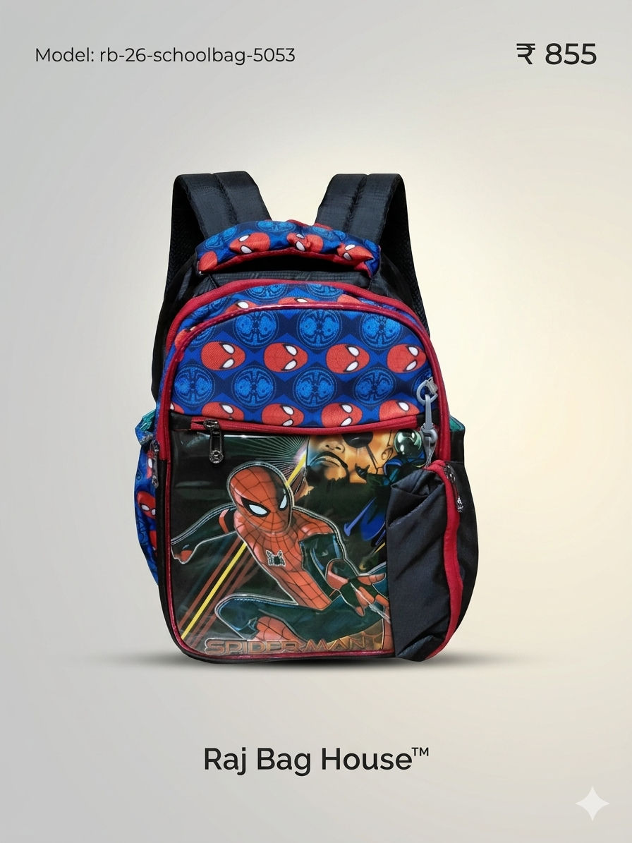 Imported Schoolbag 5053 Spiderman Medium School Backpack – Black / Red / Blue