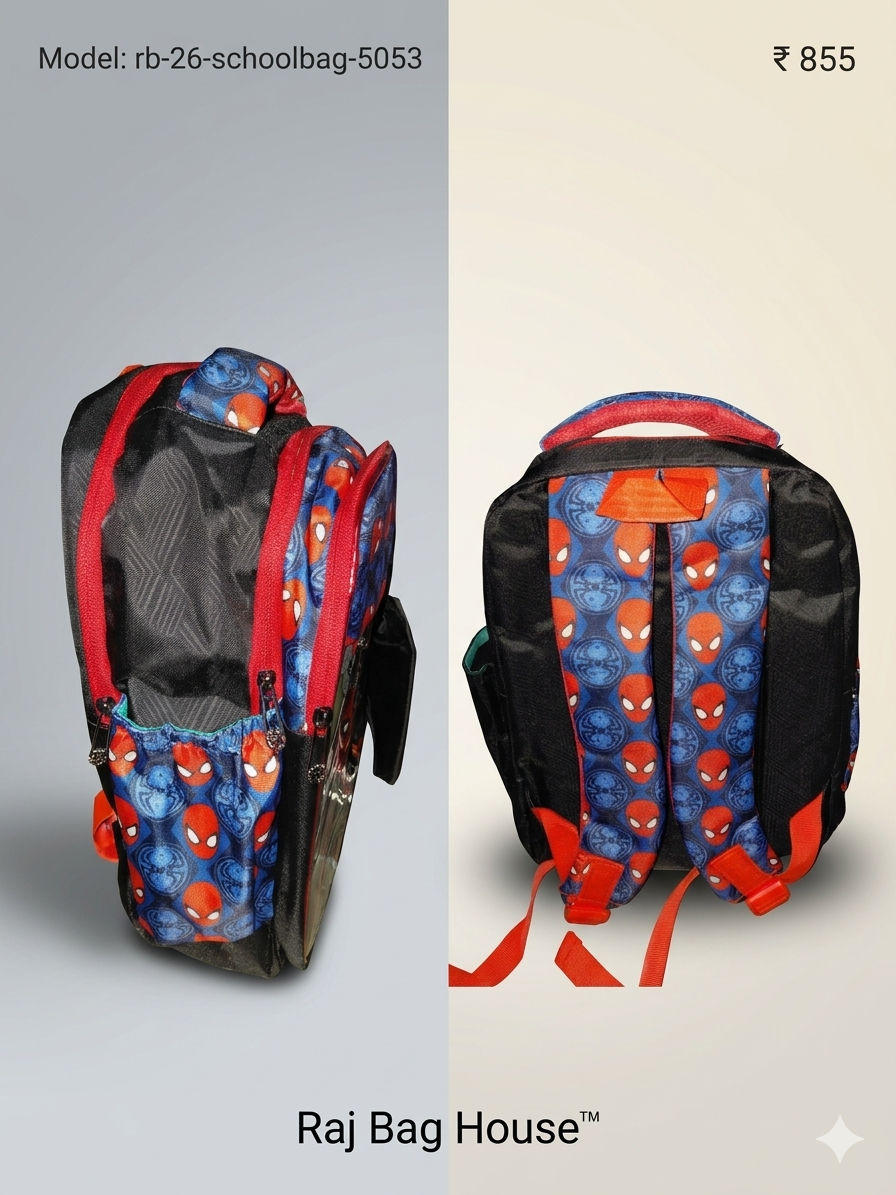 Imported Schoolbag 5053 Spiderman Medium School Backpack – Black / Red / Blue 2