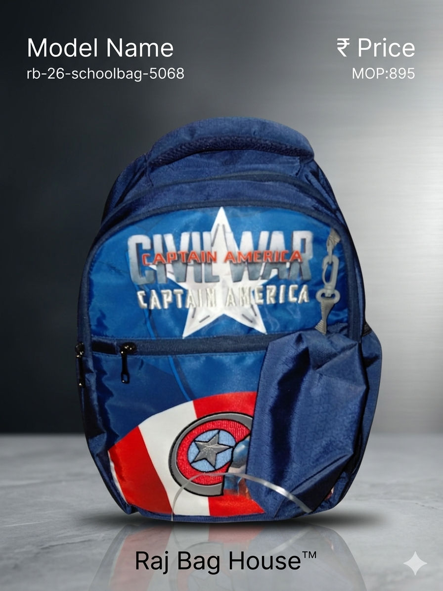 Imported Schoolbag 5068 Captain America Medium School Backpack – Blue