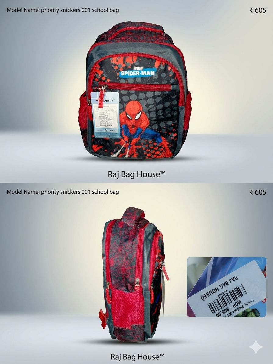 Priority Priority Snickeers 001 Spider Man Medium School Backpack – Grey / Red